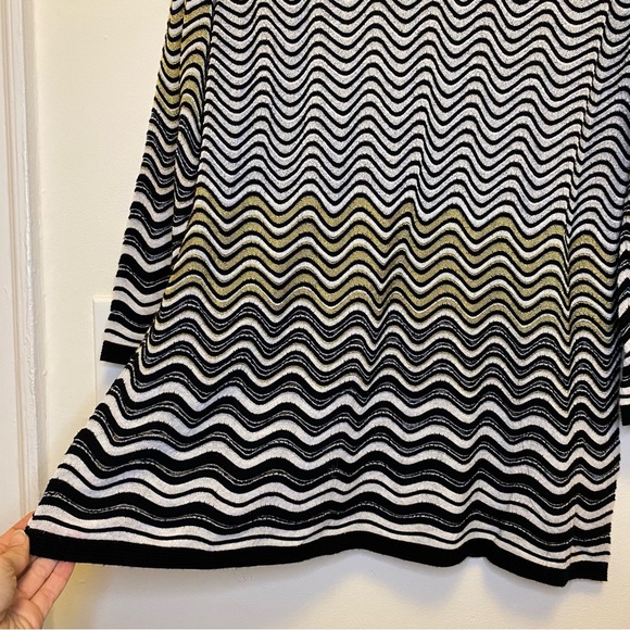 MISSONI Zigzag Pattern Fine Knit Lightweight Sweater Blouse Metallic Gold XXL 12 - Picture 7 of 13